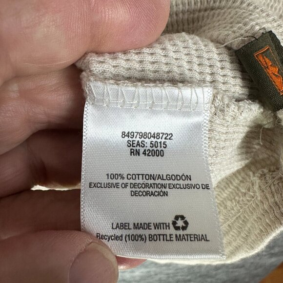 Northwest Men's T Shirt XLT, Beige, Thermal Waffle Knit, Long Sleeve Crewneck - Picture 9 of 9